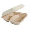 World Centric Fiber Hinged Containers, 3-Compartment, 9.3 x 9 x 3.3, Natural, Paper, 300PK TO-SC-U9T-LFP